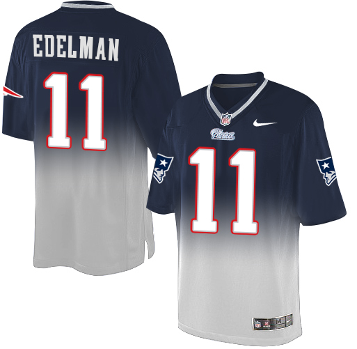 Men's Elite Julian Edelman Nike Jersey Navy/Grey - #11 Fadeaway NFL New England Patriots